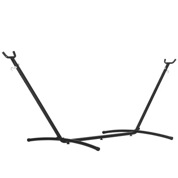 9.5'L Adjustable Hammock Stand Only, Heavy Duty Universal Garden Outdoor Camping Picnic Sun Bed Swing Metal Frame w/ Six Holes to Adjust, Black
