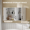 Modern Medicine Cabinet Wall Mounted, Bathroom Wall Cabinet with 3 Doors and Adjustable Shelves, White
