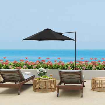 8.5FT Offset Patio Umbrella 360° Rotation Cantilever Parasol Outdoor Cantilever Roma Parasol Φ100.8