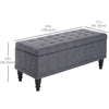 Storage Ottoman, Linen Fabric End of Bed Bench with Soft Close Lid, Button Tufted Storage Bench for Living Room, Entryway or Bedroom, 42