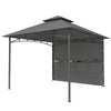 10' x 10' Patio Gazebo, Double Roof Outdoor Gazebo Canopy Shelter with Storage, Hook, Metal Frame, Dark Grey
