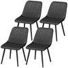 Dining Chairs Set of 4, Faux Leather Upholstered Kitchen Chairs with Metal Legs for Dining Room, Living Room, Black