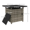 Outdoor PE Rattan Propane Fire Pit Table, 50,000 BTU Pulse-Ignition Wicker Fire Table, Mixed