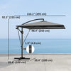 Patio Offset Umbrella UPF 50+ UV Protection, Crank Parasol with Base, Cover & Wind Securing, Khaki