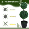 2 Ball Topiary Tree in Pot for Home Decor Set of 2, Artificial Plant for Home Office, Living Room Decor, Dark Green