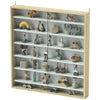 7-Tier Display Cabinet, Shot Glass Display Case, Glass Curio Cabinet with 2 Glass Doors, Oak and White