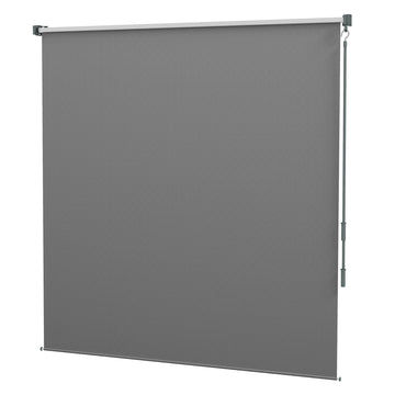 6' x 6' Patio Door Blinds, Outdoor Roller Shades, Cordless Roll Up Shade for Porch Gazebo, Light Grey