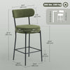 Set of 2 Barstools, Upholstered Corduroy Bar Stools with Backrest, Footrest for Kitchen Island, Dining Room, Green