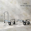 Soozier 4-Wheel/2-Wheel Cargo Cart, 2-in-1 Folding Hand Truck with Aluminum Alloy Frame and Steel Handle, Capacity, Silver Tone