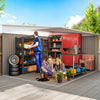 11' x 9' Steel Garden Storage Shed, Outdoor Metal Tool House with Double Sliding Doors & 2 Air Vents