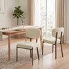 Upholstered Linen Fabric Kitchen Chairs, Modern Dining Chairs Set of 2 with Metal Legs, Beige