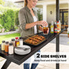 9' x 6' Hardtop Grill Gazebo, BBQ Gazebo with 2 Side Shelves and Galvanized Metal Slope Roof, Black