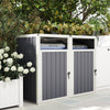 Double Garbage Bin Shed, Lockable Outdoor Storage Shed with Openable Lid, Galvanized Frame for Garden Patio, Dark Grey