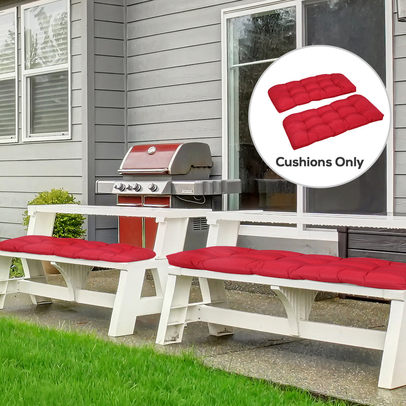 Set of 2 Patio Bench Replacement Cushions, 2 Seater Outdoor Loveseat Cushion Seat Pad, 43