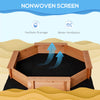 Kids Sandbox with Cover, Wooden Sand Box with Seat, Outdoor Children Sand Pit for Backyard, Garden for Ages 3-8, Red