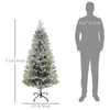 5 Feet Pencil Snow Flocked Artificial Christmas Tree with 517 Realistic Cypress Branches, Auto Open, Green