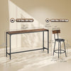 Bar Table Set Counter Height Barstools Set of 4 PU Cushioned Seats Rustic Brown