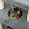 Small Cat Tree with Perch, Scratching Posts, Pad, Bed, Toy Balls, Light Grey
