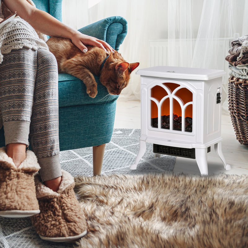 Electric Fireplace Heater, Freestanding Fireplace Stove with Realistic Flame, Overheat Protection, 750W/1500W