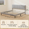 Queen Size Bed Frame with Upholstered Headboard, Modern Platform Bed Frame with Wood Slats, 1100 lbs Capacity, Grey