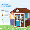 Wooden Playhouse for Kids Outdoor with Door, Windows, Planter Pots and Boxes for Toddlers 3-8 Years, Beige