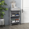 Slim Shoe Storage with 2 Flip Drawers and Adjustable Shelves Shoe Cabinet Organizer for 8 Pair, Grey