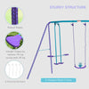 3 in 1 Metal Swing Set with Double Swings, Glider for Backyard, Outdoor, Playground, Purple