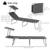 2Pcs Outdoor Lounge Chair, Adjustable Folding Chaise Lounge with Sun Shade for Beach, Camping, Hiking, Grey