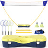 Portable Badminton Net Set with 9.5x5 ft Net, Foldable Badminton Net with 2 Shuttlecocks, 2 Badminton Rackets and 1 Suitcase, for Indoor Outdoor, Beach, Backyard