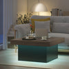 Square Coffee Table with 16-Colour LED Lights, 35-inch Modern Center Table for Living Room, Walnut