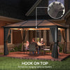 10' x 12' Hardtop Gazebo Canopy with Polycarbonate Roof, Aluminum Frame, Netting, Curtains and Ceiling Hook, Charcoal Grey