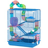 5 Tiers Hamster Cage Portable with Exercise Wheels Play Tube Water Bottle Dishes House Ladder for Gerbils, Dark Blue