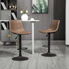 Adjustable Counter Height Bar Stools Set of 2, 360° Swivel Kitchen Counter Stools Dining Chairs with Backs, Vintage Leather, Brown
