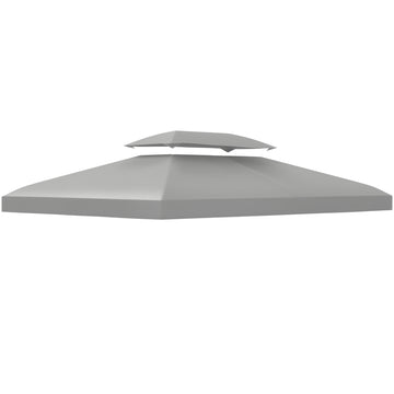 13' x 10' Gazebo Replacement Canopy 2 Tier Top UV Cover Pavilion Garden Patio Outdoor, Light Grey (TOP ONLY)