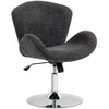 Swivel Office Chair, Velvet Desk Chair with Wide Bucket Seat, Butterfly Back, Tilt Function and Round Base, Dark Grey