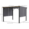 12' x 10' Outdoor Patio Gazebo Pergola with Retractable Canopy Roof, Steel Frame with Stakes, Unique Design