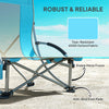 Set of 2 Folding Beach Chairs with Mesh Back, Carry Bag and Cup Holder for Outdoor Camping Lawn, 27.6