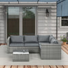 3 Pieces Rattan Wicker Outdoor Conversation Furniture Set w/ Loveseats Coffee Table Cushions for Garden, Patio