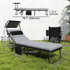 Lounge Chair Outdoor, Folding Chaise Lounge with 5-Level Adjustable Back, Cushion, Side Pocket and Headrest