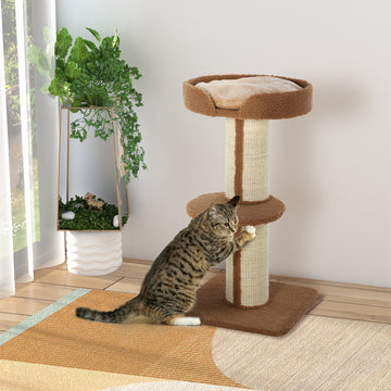 Cat Tree Kitty Tower with Sisal Mat Scratching Post, Cat Bed, Cushion, Perch, 18