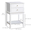 Modern Sofa Side Table, Accent End Table with Drawers and Storage Shelf, Nightstand for Bedroom Living Room, White