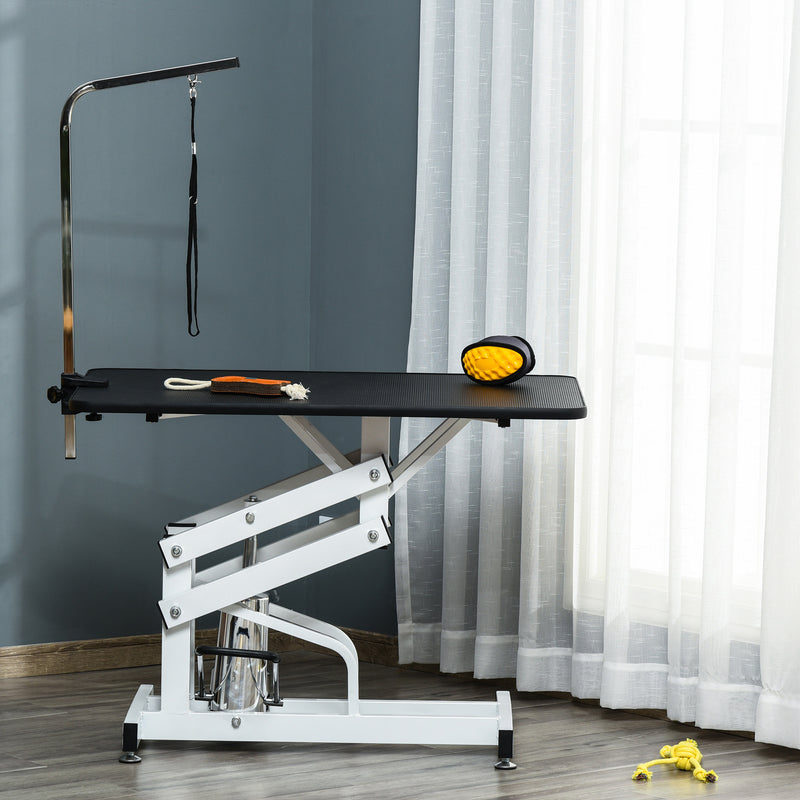 Pet Grooming Table, Height Adjustable Dog Grooming Table with Arm, Noose and Non-Slip Grooming Table