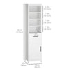 Tall Bathroom Storage Cabinet, Free Standing Bathroom Cabinet Slim Side Organizer w/ 3-Tier Open Shelf, Door, and Drawer, White