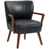 Accent Chair, Modern Armchair, Faux Leather Upholstered Living Room Chair with Wood Legs and Wide Padded Seat