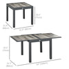 Extendable Dining Table, Rectangular Patio Outdoor Table with Aluminum Frame and Plastic Board Tabletop for Lawn, Grey