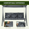 3-Person Patio Swing Chair, Outdoor Porch Swing Bench with Adjustable Canopy, Cushioned Seat, Dark Grey