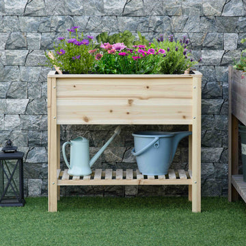 Elevated Planter Box with Storage Shelf for Flowers, Vegetables, and Herbs, 36