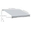 12' x 8' Retractable Awning Patio Awnings Sun Shade Shelter with Manual Crank Handle, UV & Water-Resistant Fabric and Aluminum Frame for Deck Balcony Yard
