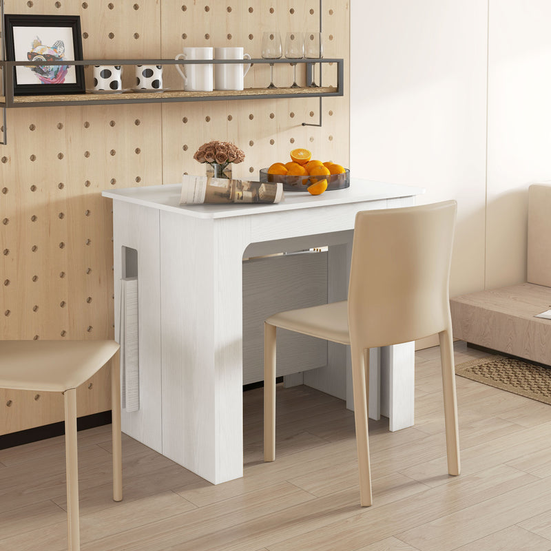 Extendable Dining Table, Expandable Kitchen Table for Small Spaces, Seats up to 6 People, Dark, White