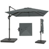 8' x 8' Offset Cantilever Patio Umbrella with Base Weights, UPF50+ Cantilever Parasol with 360° Rotation, Dark Grey
